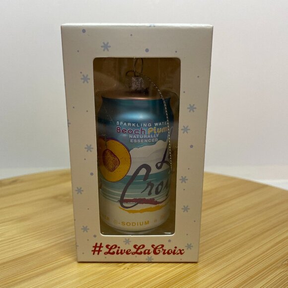Lacroix Beach Plum Blue White Christmas Ornament Sparkling Water Can Holiday - Picture 1 of 6